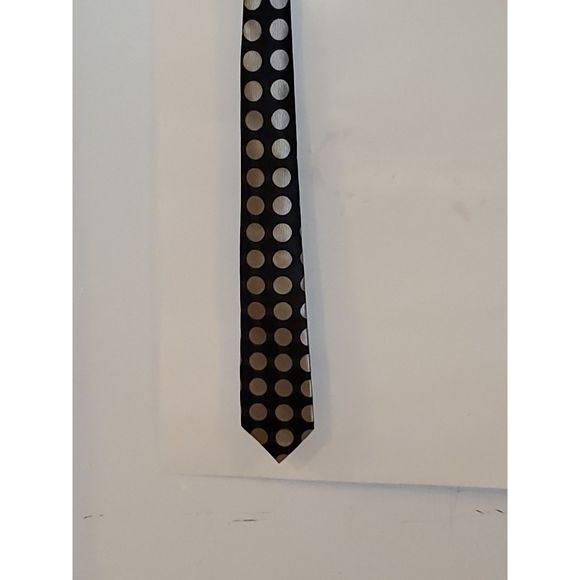 Hisdern Men's Necktie Handmade Formalwear Silk Blend Polka Dot NWT - Picture 1 of 7